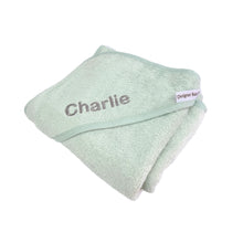 Load image into Gallery viewer, Mint Green Personalised Bamboo Hooded Towel
