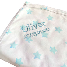 Load image into Gallery viewer, 100% Cotton Embroidered Hooded Towel &amp; Personalised Cotton Wrap Baby Boys - 2 Piece Personalised Gift Set
