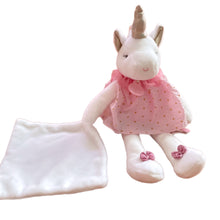 Load image into Gallery viewer, Pink Fleece Blanket, Personalised Unicorn Doll &amp; Embroidered Canvas Baby Shoes  - 3 Piece Personalised Gift Set
