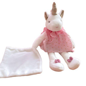 Pink Fleece Blanket, Personalised Unicorn Doll & Embroidered Canvas Baby Shoes  - 3 Piece Personalised Gift Set