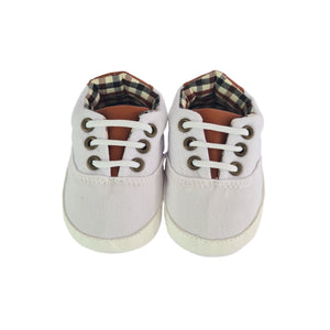 Stylish Plaid Canvas Soft Soled Pre-walker Baby Shoes