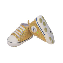 Load image into Gallery viewer, Stylish Baby Girl Sequenced/Glitter Canvas Soft Soled Pre-walker Shoes
