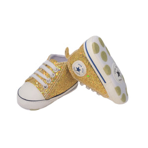 Stylish Baby Girl Sequenced/Glitter Canvas Soft Soled Pre-walker Shoes