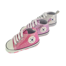 Load image into Gallery viewer, Stylish Baby Girl Sequenced/Glitter Canvas Soft Soled Pre-walker Shoes
