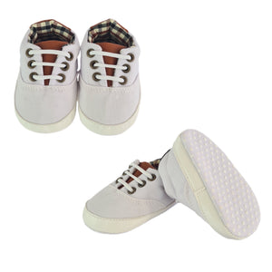 Stylish Plaid Canvas Soft Soled Pre-walker Baby Shoes