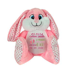 "Bubbles" Pink Bunny Personalised Plush