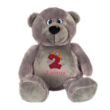 Load image into Gallery viewer, &quot;Buzz&quot; Grey Teddy Bear Personalised Plush
