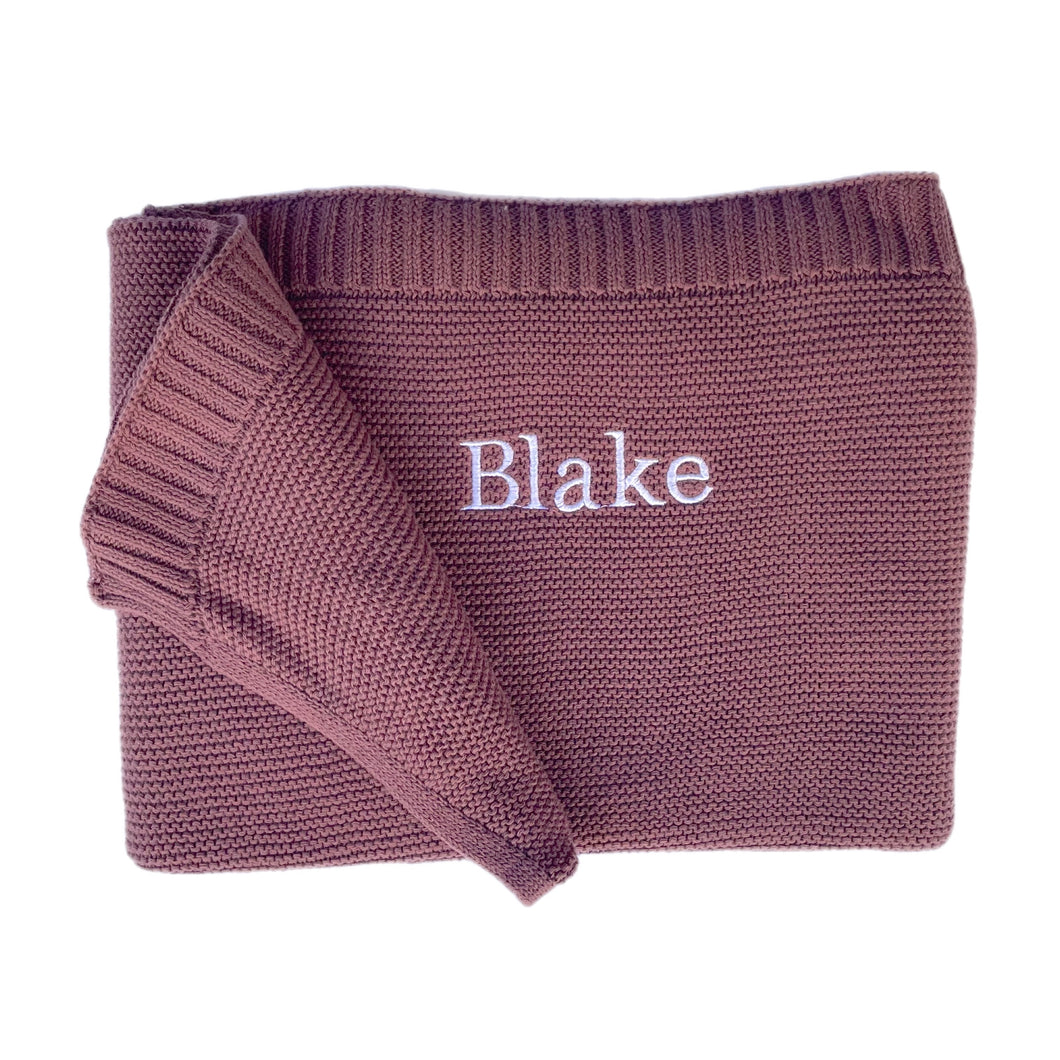 ' Coffee ' Personalised Cotton Knitted Blanket