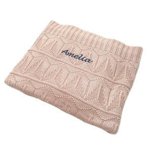 Light Dusty Pink Personalised Bamboo Knitted Blanket