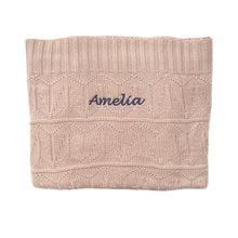 Load image into Gallery viewer, Light Dusty Pink Personalised Bamboo Knitted Blanket
