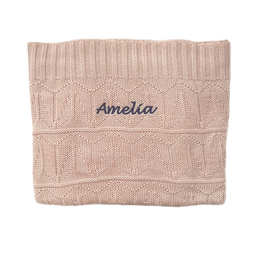 Light Dusty Pink Personalised Bamboo Knitted Blanket