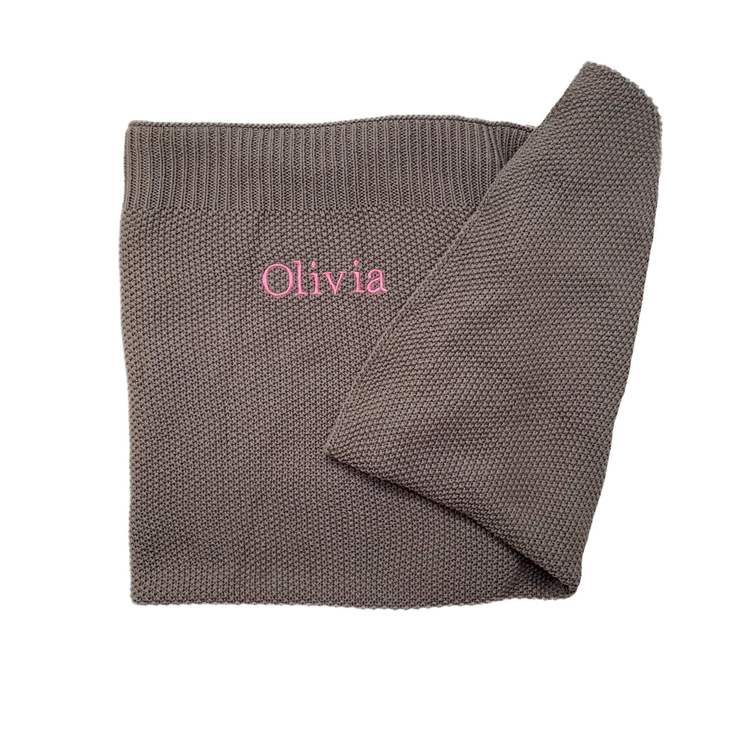 'Grey' Large Personalised Egyptian Cotton Baby Blanket