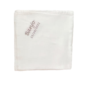 ' White ' Personalised Bamboo Muslin