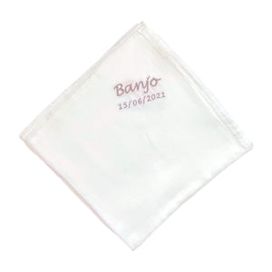 ' White ' Personalised Bamboo Muslin