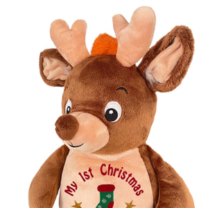 Christmas Stocking & Personalised "Cupid" Reindeer Plush- 2 Piece Personalised Christmas Gift Set