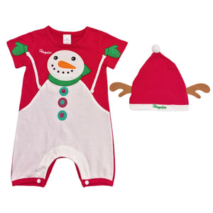 Cotton Blanket, Embroidered Christmas Stocking & Personalised Snowman Outfit- 4 Piece Personalised Christmas Gift Set