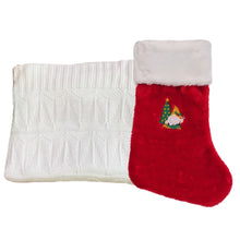 Load image into Gallery viewer, Embroidered Christmas Stocking &amp; Personalised Bamboo Knitted Blanket- 2 Piece Personalised Christmas Gift Set
