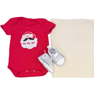 Romper, Personalised Cotton Knitted Blanket & Sequenced Shoes- 3 Piece Personalised Christmas Gift Set