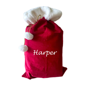 Personalised Plush Red Christmas Santa/Gift Sacks