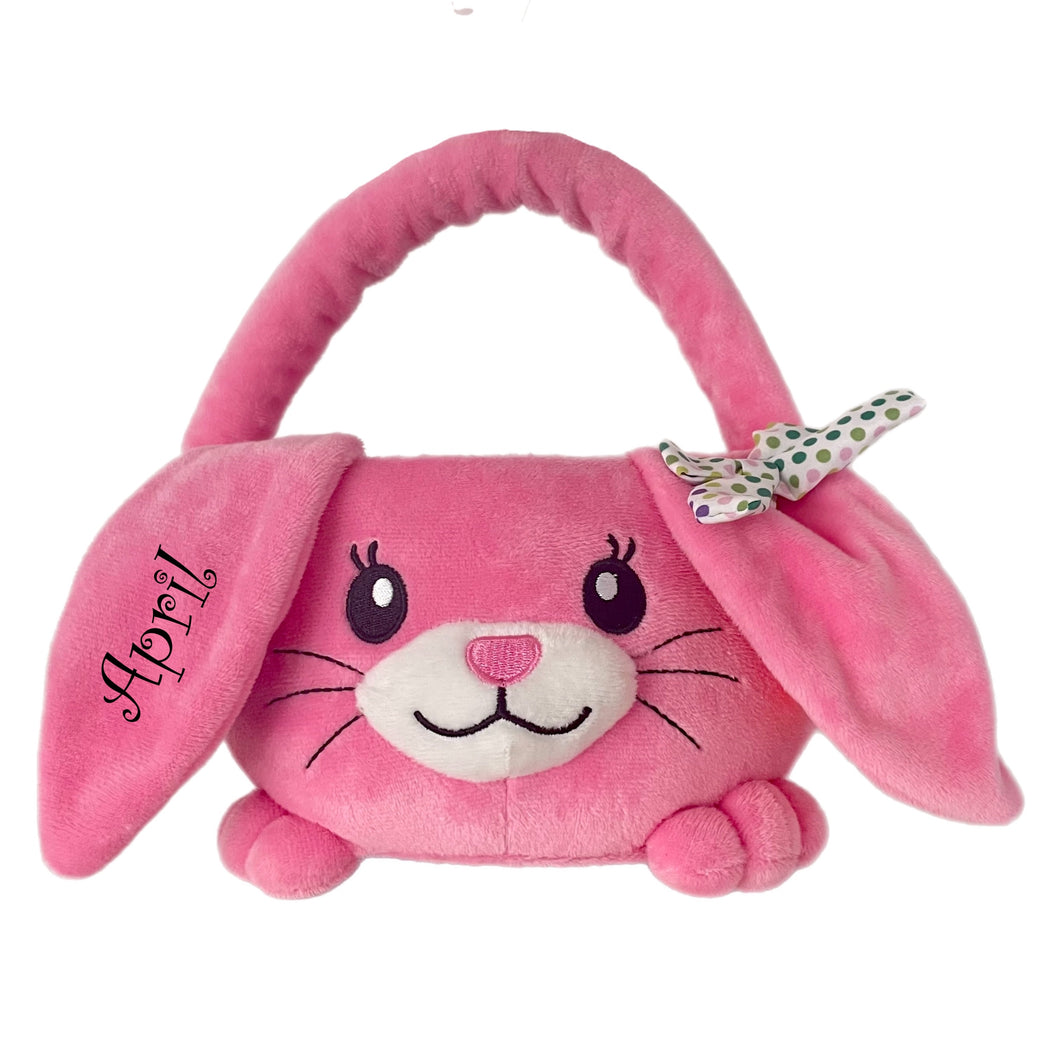 Personalised Pink Plush Easter Bunny Hunting Basket