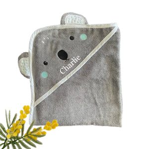 Koala Cotton Hooded Towel & Koala Comforter Unisex - 2 Piece Personalised Gift Set